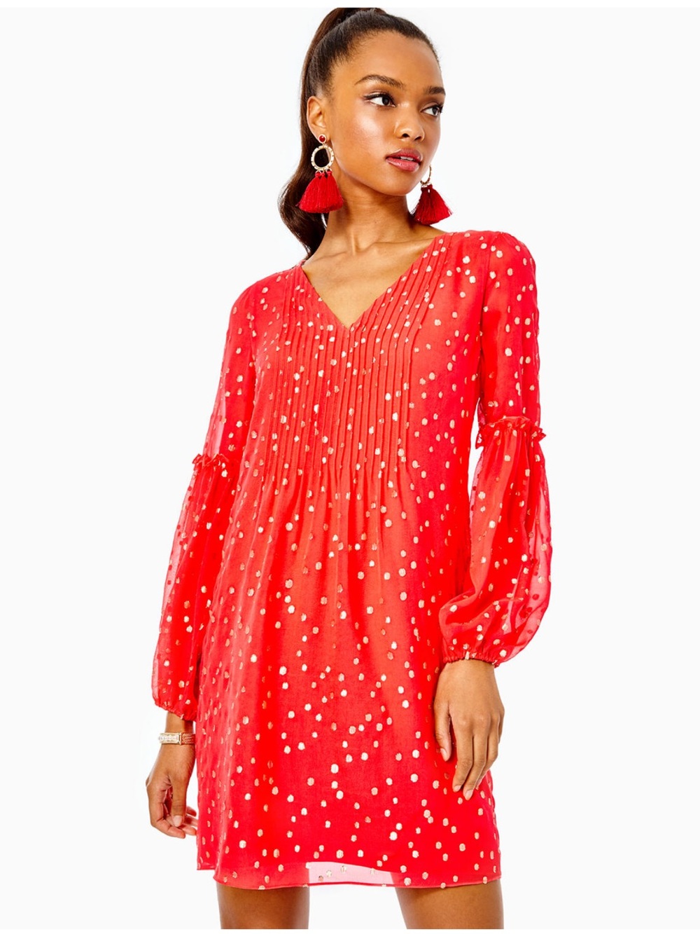 Lilly Pulitzer Cleme Silk Dress Ruby Red
